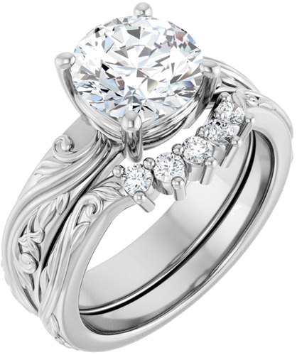 Sužadėtuvių Žiedas „Solitaire Sculptural“ 14k white gold Round 8.2mm (6)