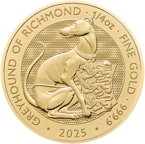 1/4 oz Хрътка от Ричмънд 2025 Златна монета от серията Тюдорски зверове (1)