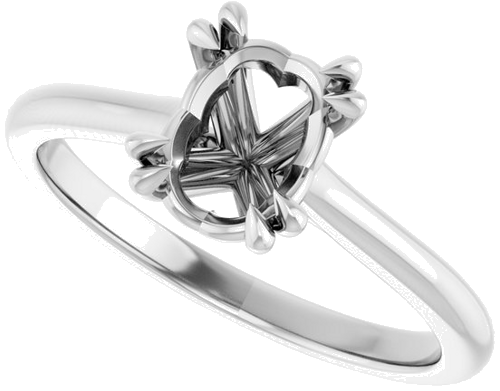 14K White 8x6 mm Oval Solitaire Engagement Ring Mounting (5)