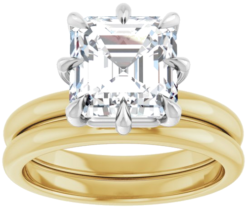 Sužadėtuvių Žiedas „Claw-Prong“ 18k yellow/white gold Asscher 8mm (8)
