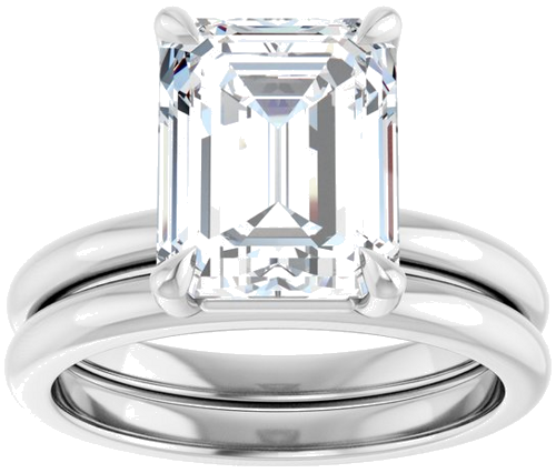 Sužadėtuvių Žiedas 585 Baltojo Aukso Emerald 10mm x 8mm (8)