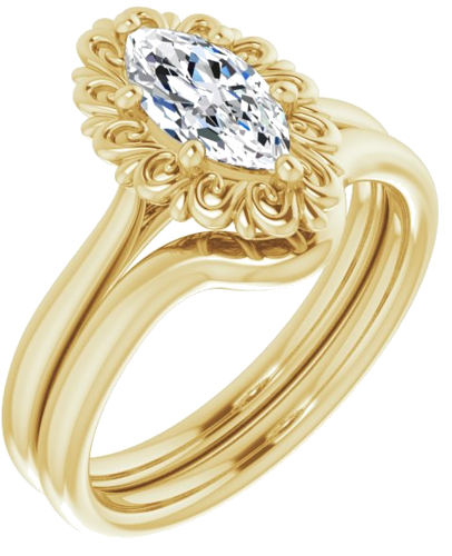 Sužadėtuvių Žiedas „Solitaire“ 14k yellow gold Marquise 9mm x 4.5mm (6)