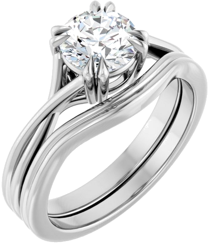 Sužadėtuvių Žiedas „Solitaire“ 585 Baltojo Aukso Round 6.5mm (6)