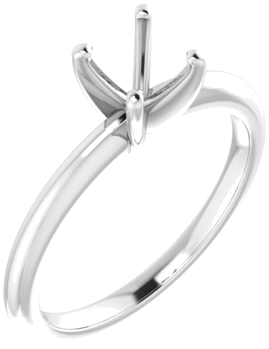 14K White  6 mm Round Solitaire Engagement Ring Mounting (1)