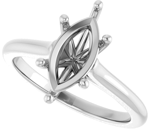 14K White 12x6 mm Marquise Solitaire Engagement Ring Mounting (5)