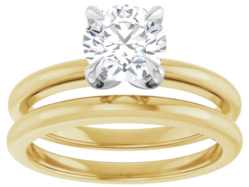 14K Yellow White 6.5 mm Round Solitaire Engagement Ring Mounting (8)