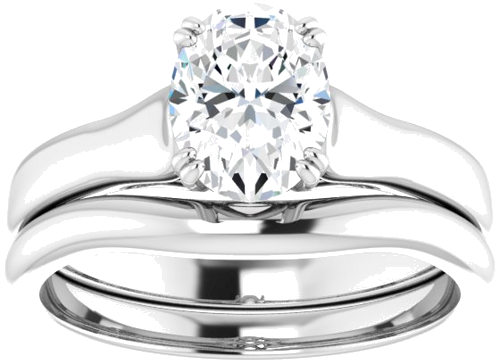 Sužadėtuvių Žiedas „Solitaire“ 14k white gold Oval 8mm x 6mm (8)