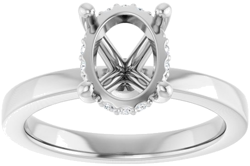 Sužadėtuvių Žiedas „Hidden Halo-Style“ 14k white gold Oval 9mm x 7mm (3)