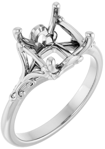 Sužadėtuvių Žiedas „Solitaire“ 14k white gold Asscher 8mm (1)