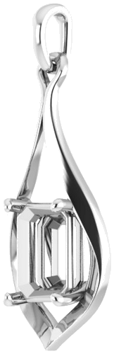 Pakabukas „Solitaire“ 585 Baltojo Aukso Emerald 8mm x 6mm (2)