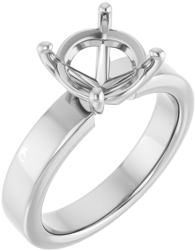 14K White 9 mm Round Solitaire Engagement Ring Mounting (1)