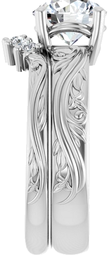Sužadėtuvių Žiedas „Solitaire Sculptural“ 14k white gold Round 7.4mm (9)