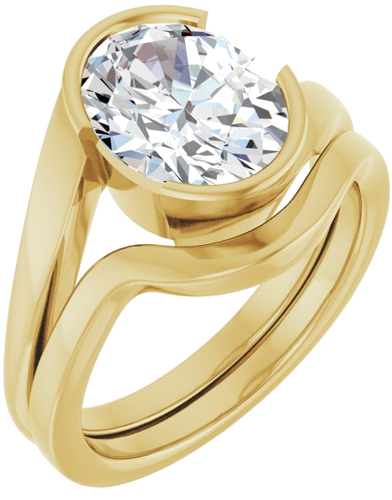 Sužadėtuvių Žiedas „Half-Bezel Solitaire“ 14k yellow gold Oval 10mm x 8mm (6)
