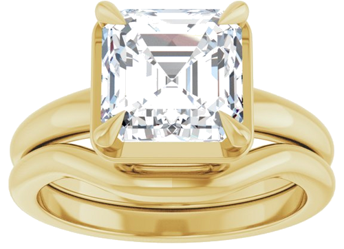 Sužadėtuvių Žiedas „Claw-Prong Solitaire Bezel-Style“ 14k yellow gold Asscher 8mm (8)