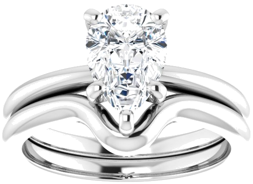 14K White  9x6 mm Pear Solitaire Engagement Ring Mounting (8)