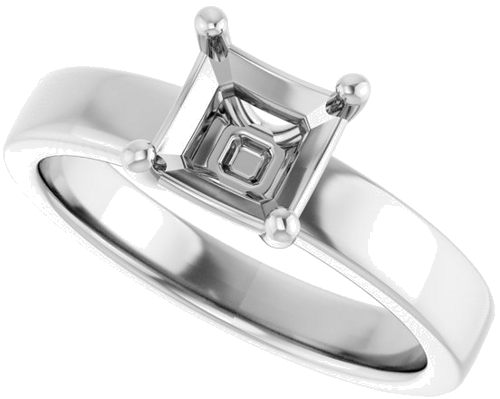 Sužadėtuvių Žiedas „Solitaire“ 925 Sidabro Asscher 6mm (5)