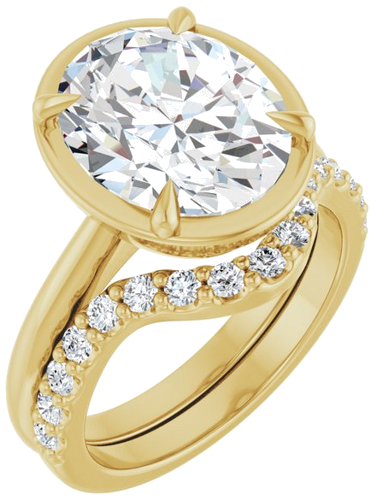 Sužadėtuvių Žiedas „Claw-Prong Solitaire Bezel-Style“ 14k yellow gold Oval 12mm x 10mm (6)
