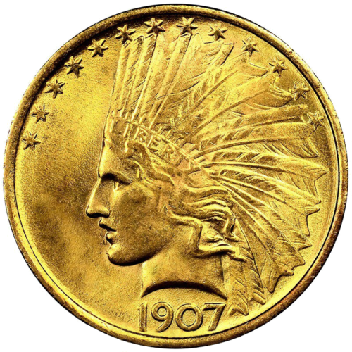 10 Dolerių Indėnas/Auksinis Erelis (1907-1933) JAV auksinė moneta (1)