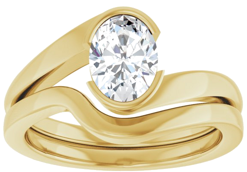 Sužadėtuvių Žiedas „Half-Bezel Solitaire“ 18k yellow gold Oval 7.5mm x 5.5mm (8)