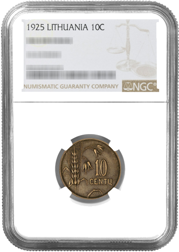 1925 Литва монета 10 центов MS 65 (1)