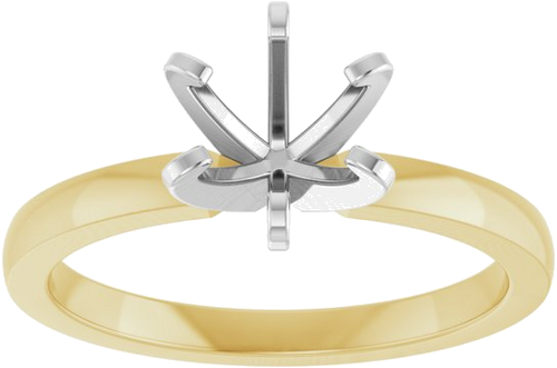 14K Yellow White 6-6.6 mm Round Solitaire Engagement Ring Mounting (3)