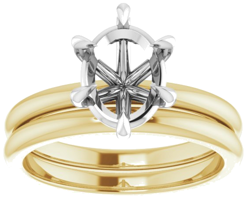 Sužadėtuvių Žiedas „Claw-Prong“ 14k yellow/white gold Oval 9mm x 7mm (8)