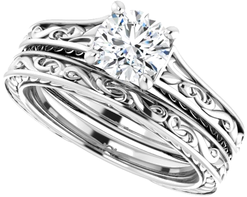 Sužadėtuvių Žiedas „Scroll Solitaire“ 925 Sidabro Round 6mm (10)