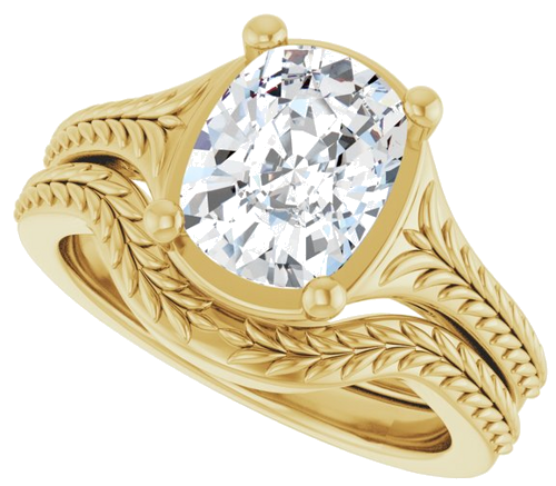 Sužadėtuvių Žiedas „Solitaire“ 14k yellow gold Elongated Cushion 9mm x 7mm (10)
