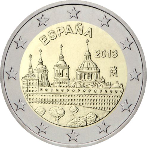 2013 Ispanija El Escorial vienuolynas 2 eurų moneta (2)