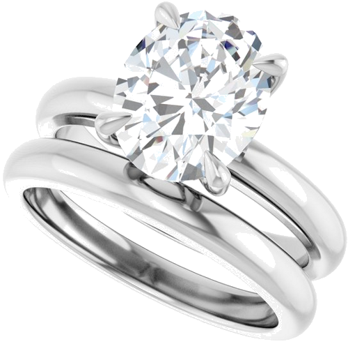 14K White 10x8 mm Oval Solitaire Engagement Ring Mounting (10)