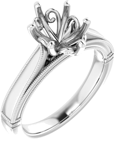 14K White  9x7 mm Oval Solitaire Engagement Ring Mounting (1)