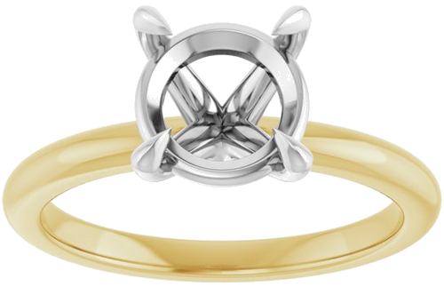 14K Yellow White 8.2 mm Round Solitaire Engagement Ring Mounting (3)