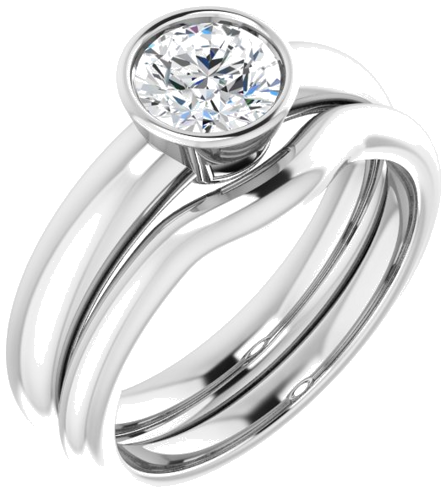 Sužadėtuvių Žiedas „Bezel-Set Solitaire“ 585 Baltojo Aukso Round 5.8mm (6)