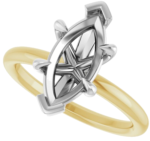 Sužadėtuvių Žiedas „Claw-Prong Solitaire“ 14k yellow/white gold Marquise 13mm x 6.5mm (5)