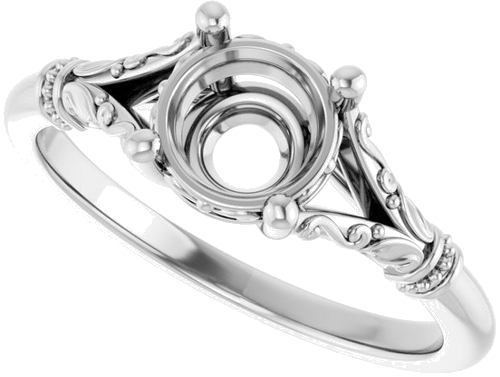 14K White 6.5 mm Round Solitaire Engagement Ring Mounting (5)