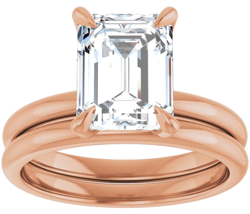 Sužadėtuvių Žiedas „Solitaire“ 585 Rožinis Aukso Emerald 9mm x 7mm (8)