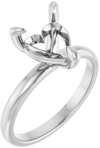 Sužadėtuvių Žiedas „Solitaire“ 14k white gold Heart 9mm (1)