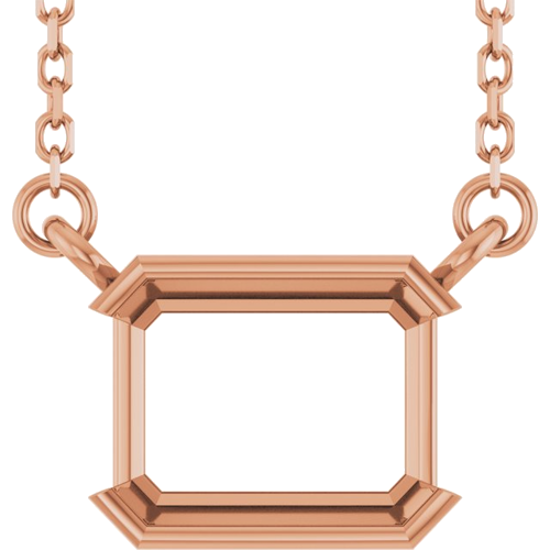 Pakabukas „Half-Bezel Solitaire“ 14k rose gold Emerald 8mm x 6mm (1)