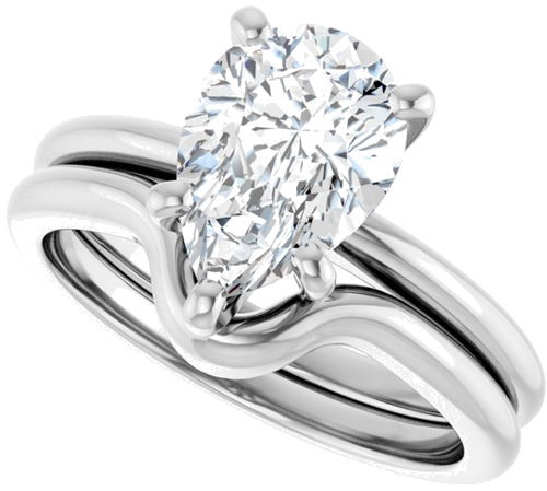 Sužadėtuvių Žiedas „Solitaire“ 585 Baltojo Aukso Pear Shape 10mm x 7mm (10)