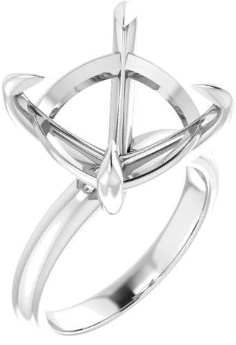 14K White 13x13 mm Cushion Solitaire Engagement Ring Mounting (1)