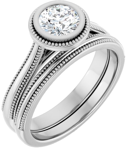 Sužadėtuvių Žiedas „Bezel-Set Solitaire“ 14k white gold Round 5.5mm (6)