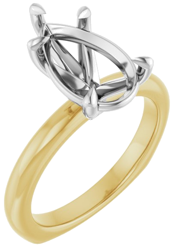 Sužadėtuvių Žiedas „Claw-Prong Euro Shank“ 14k yellow/white gold Pear 13mm x 8mm (1)