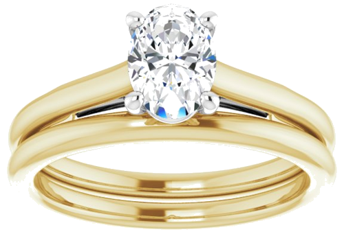 14K Yellow   White  7x5 mm Oval Solitaire Engagement Ring Mounting (8)