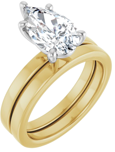 Sužadėtuvių Žiedas „Solitaire“ 14k yellow/white gold Pear 11.5mm x 7mm (6)