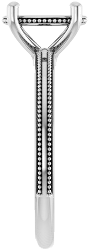 Sužadėtuvių Žiedas „Solitaire Milgrain“ 14k white gold Oval 9mm x 7mm (4)