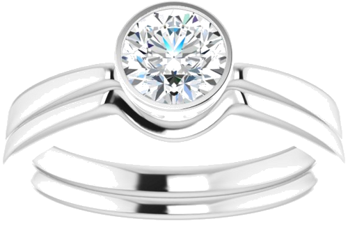 Sužadėtuvių Žiedas „Bezel-Set Solitaire“ 14k white gold Round 5.8mm (8)