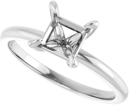 10K White  5.5x5.5 mm Square Solitaire Engagement Ring Mounting (5)