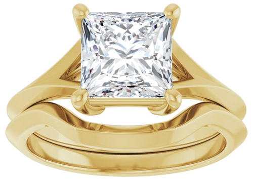 Sužadėtuvių Žiedas „Solitaire Split Shank“ 10k yellow gold Square 7mm (8)