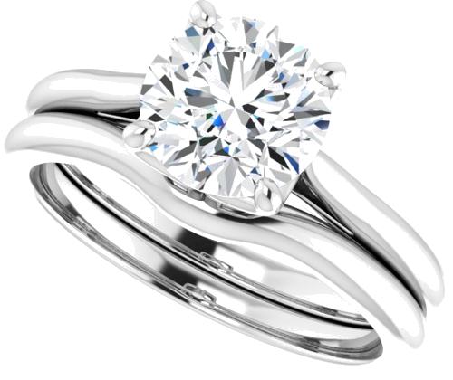 14K White  7.4 mm Round Solitaire Engagement Ring Mounting (10)