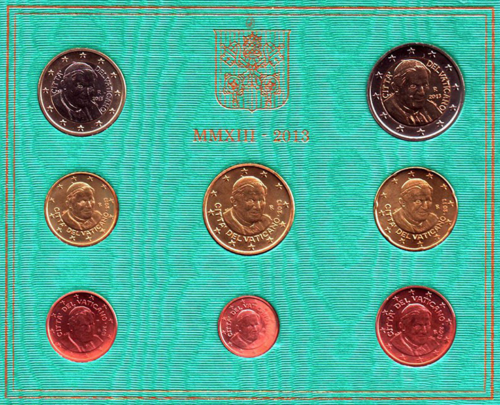 2013 Vatikanas Benediktas XVI BU Euro monetų rinkinys (2)